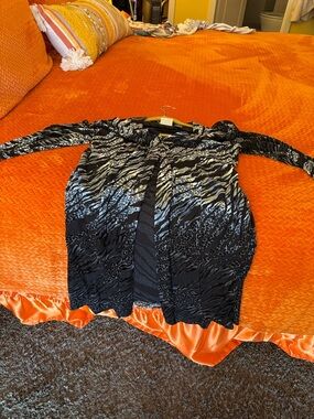 Black and Gray Animal Print Lightweight Cardigan